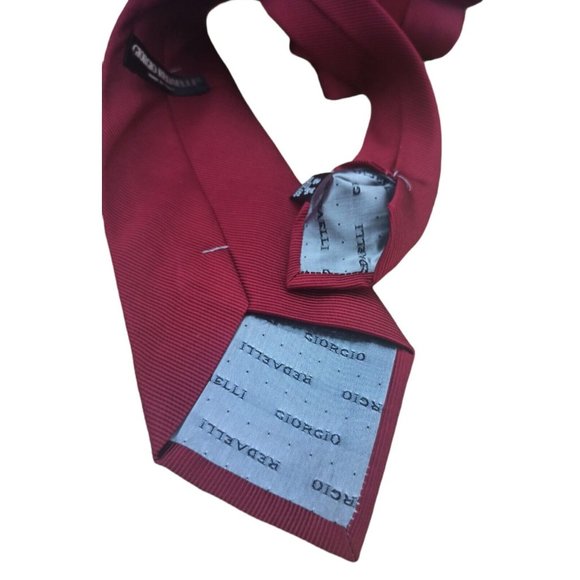GIORGIO REDAELLI Solid Red Silk Tie ITALY 60"/ 3.7" EC - Picture 7 of 9